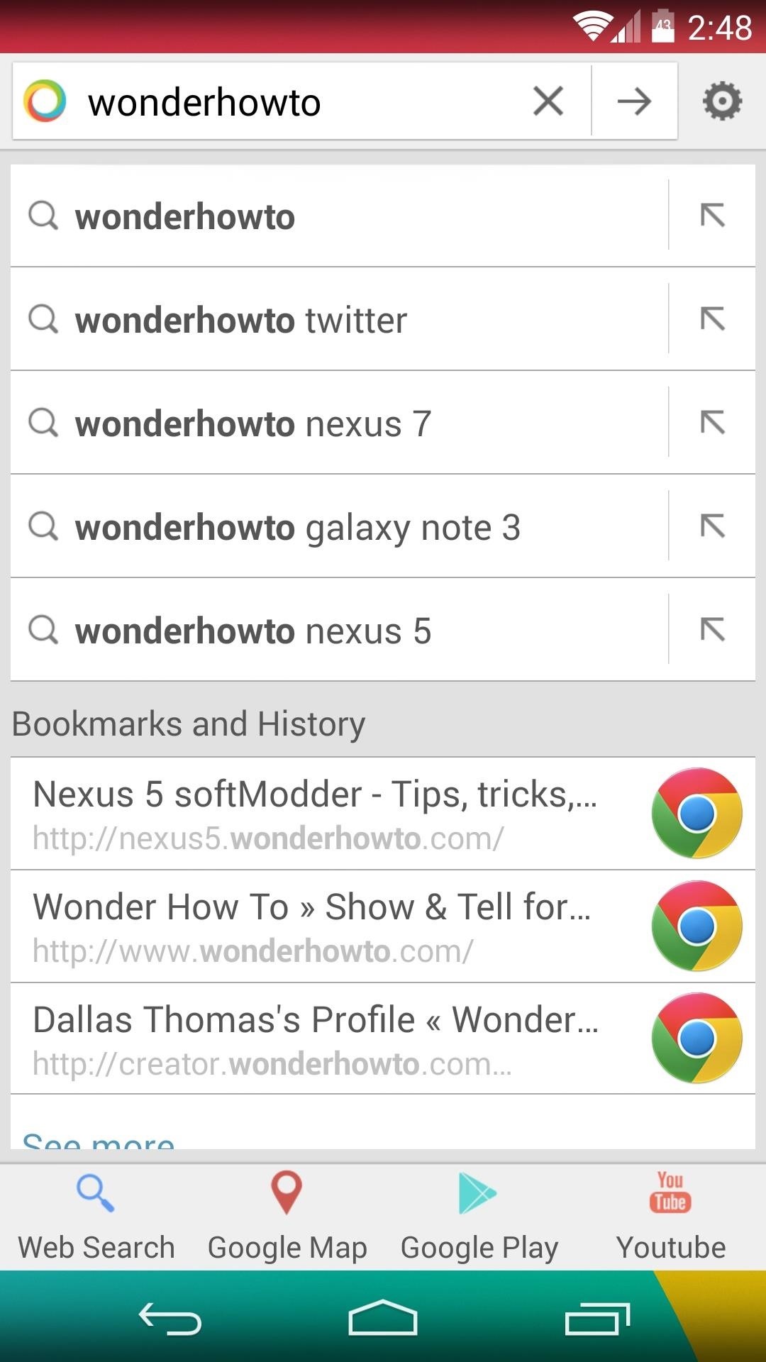 How to Quickly Search the Web & Your Nexus from Within Any App or Screen